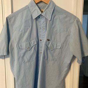 Vintage Men Cowboy Short Sleeve Button Up Shirt Size Medium